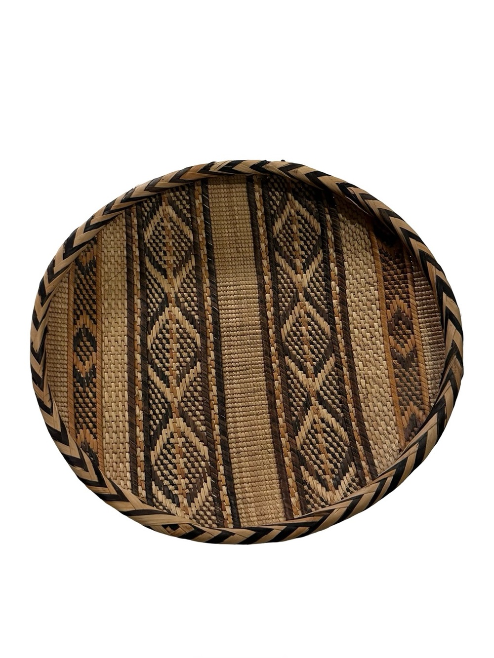 Vtg Gokwe Basket Zimbabwe Africa 14.5" Handwoven Woven Wood Wall Decor Tray Bowl